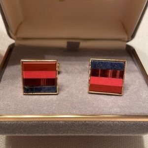 Vintage Inlaid Stone Stripes Cufflinks